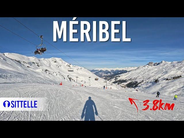 3.8km long blue piste 'Sittelle' in Méribel, Les 3 Vallées (4k UHD)