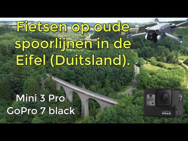 Fietsen (E-bike) op oude spoorlijnen in de Eifel, Duitsland, DJI Mini 3 Pro en GoPro hero 7 black.