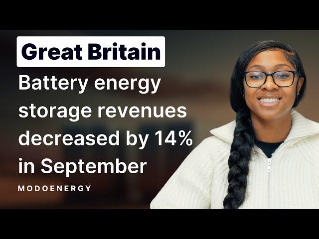 Battery energy storage revenues decreased by 14% in September