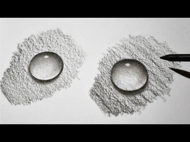 Very Easy 3D Water Drop Drawing Tutorial | How to Draw Water Drops / Charcoal Pencil Drawing