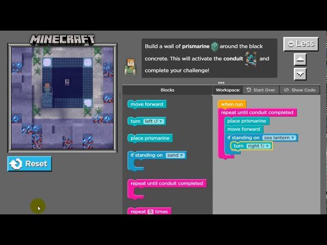 Hour of Code - Minecraft Voyage Aquatic - Levels 1-11