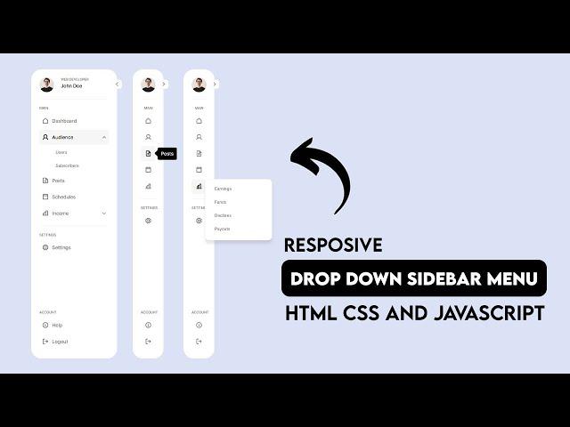 Responsive Sidebar Menu using HTML CSS and JavaScript | Dropdown Side Navigation Bar