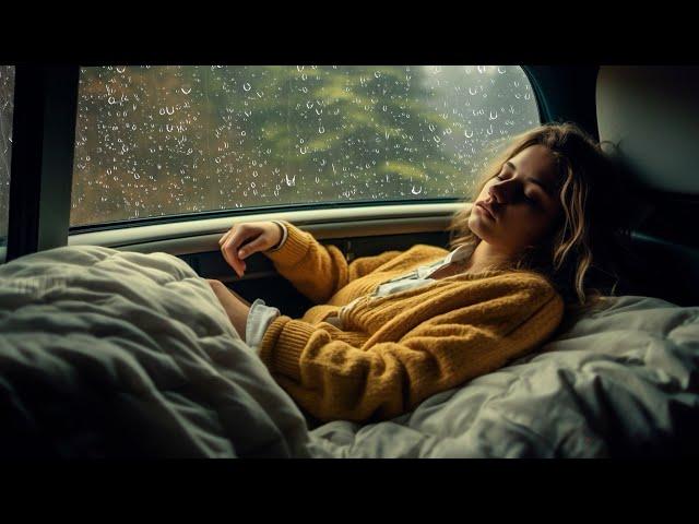 Sleeping with the rain in the car on the road! Relaxing rain sound to soothe your body all night