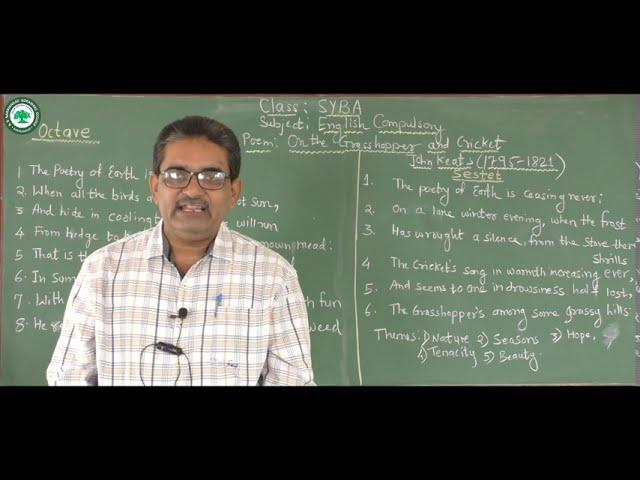 S.Y.B.A. (English) || Topic: Grasshopper & Cricket || By Prof. Deokar Sunil