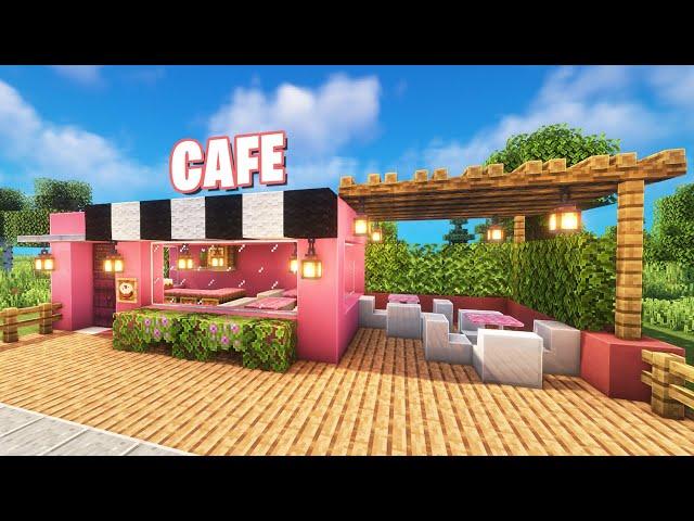 Cute pink cafe in Minecraft