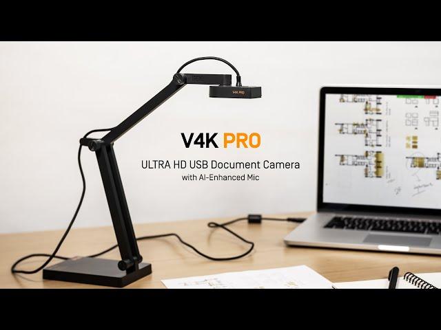 IPEVO V4K PRO ULTRA HD USB Document Camera with AI-Enhanced Mic