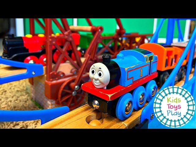 Kids Toys Play Builds a BRIO Wooden Railway Track with Thomas the Train!