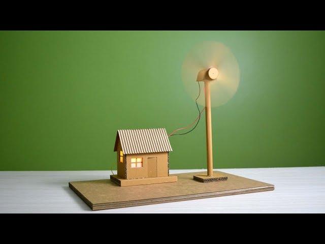 How to make working model of a wind turbine from cardboard | school project