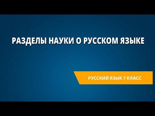 Разделы науки о русском языке
