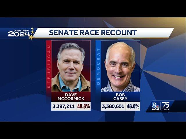 Casey vs McCormick: Pennsylvania's US Senate recount; Pa. governor weighs in