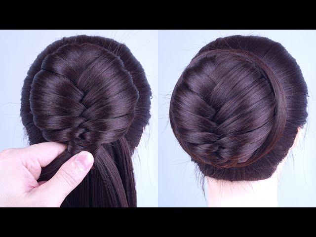 10 Easy And Beautiful Bun Hairstyles With 1 Donut | Simple Braided Bun Hairstyle For Ladies - Part 4