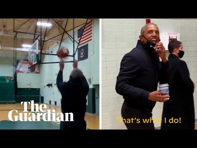 'That's what I do': Barack Obama hits silky three-pointer on campaign trail