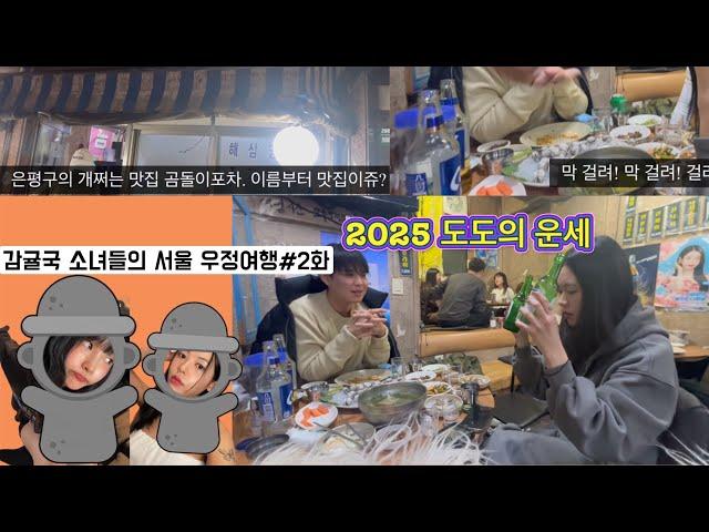 감귤핑 서울 간다! 우정여행 브이로그(Vlog) ( 은평구 맛집 곰돌이 포차, 도도가 2025운세 봐줌 )