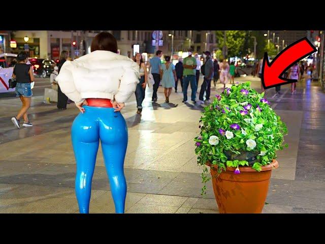 Night of Big Crazy Scares in Madrid !! Bushman Prank