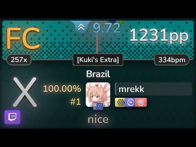  9.7⭐ mrekk | Apollo - Brazil [Kuki's Extra] +HDDTHR SS FC #1 | 1231pp - osu!