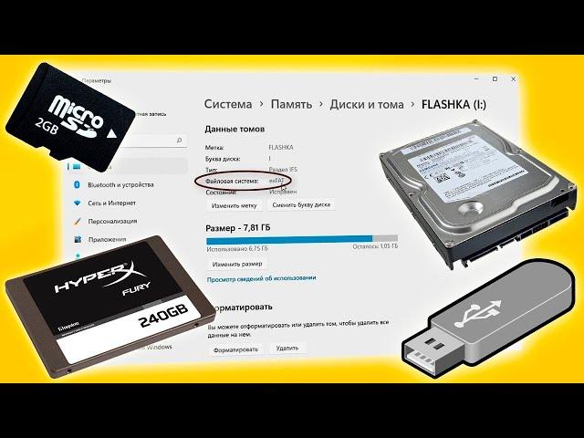 Как узнать файловую систему ssd, жесткого диска, флешки, sdcard Windows 11