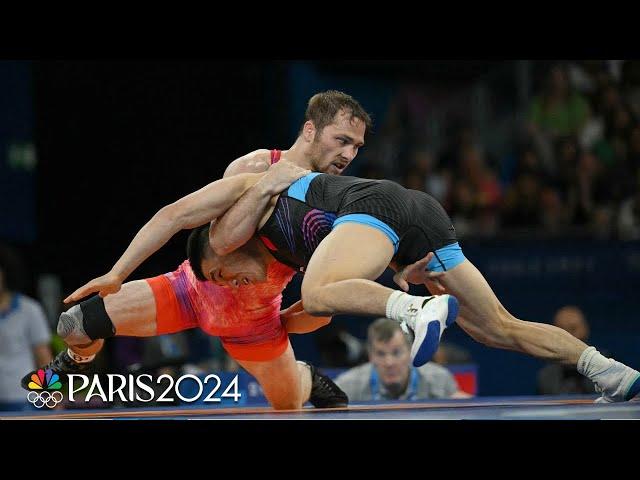 Spencer Lee earns feisty victory over Zou Wanhao in first Olympic bout | Paris Olympics | NBC Sports