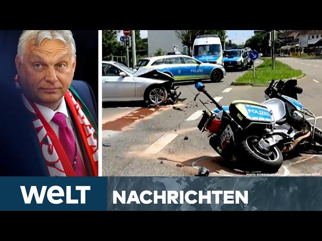 STUTTGART: Eskorte von Ungarns Regierungschef Orbán schwer verunglückt - Polizist tot I STREAM