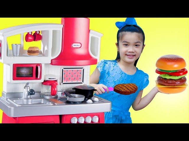 Hana Pretend Play w/ Hamburger & Hotdog Kitchen Food Cooking Kids Toys