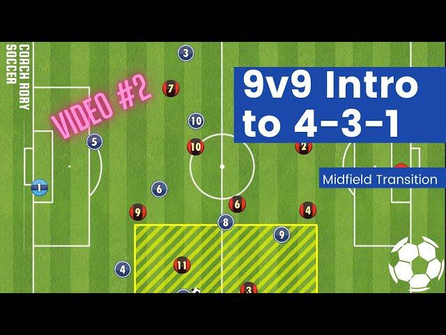 9v9 4-3-1 Intro to Shape - #2 Midfield Transition