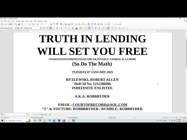 TRUTH IN LENDING WILL SET YOU FREE