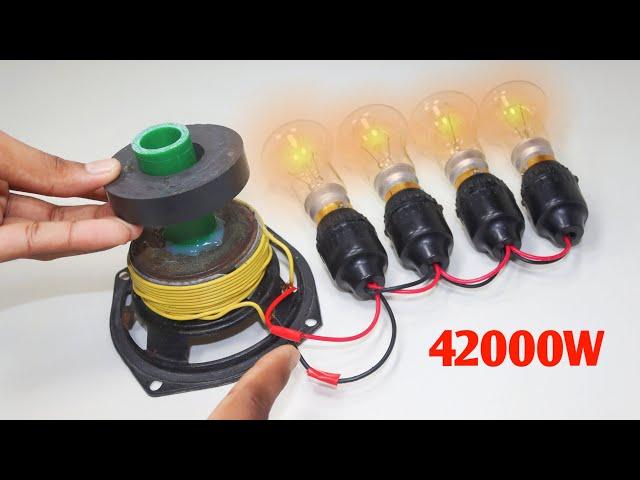 Amazing Technology 42000W Free Energy Generator By 220V Speaker Magnet At Home