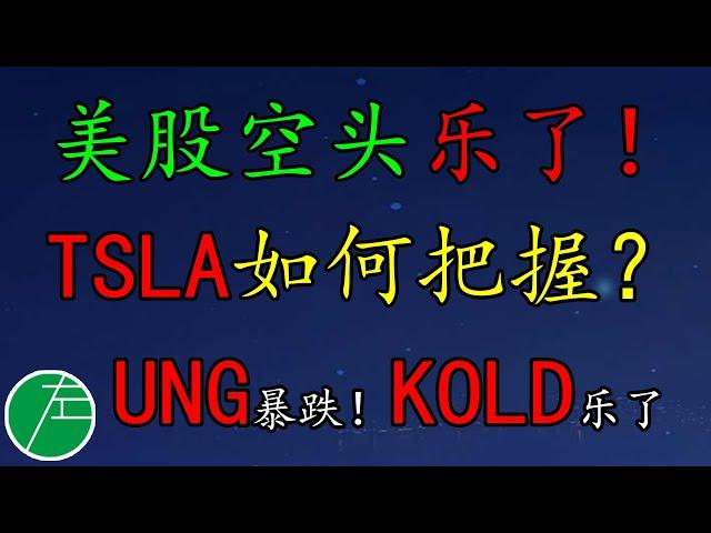 美股空头乐了！TSLA如何把握？UNG暴跌！KOLD乐了。SP500、NAS100、VIX、原油、黄金、UNG、LABD、FUBO、FNGD、RIVN、SQQQ、TSLA、PYPL、NVDA、SHOP