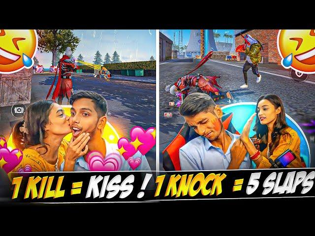 1 Kill = 1Kiss  Vs 1 Knock = 5 Slap  Challenge | Last Zone 40 Player Alive - ||  Free Fire ||