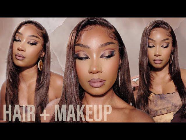 FALL CHESTNUT BROWN HAIR + HALO DOUBLE CUT CREASE MAKEUP LOOK | ALIPEARL HAIR CO.