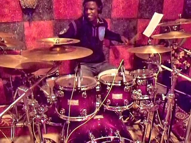 Francis Osei (Speedly Overtake) drum tracking at the Groove House Recording Studio.