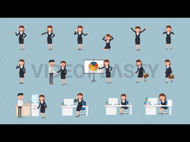 Corporate Woman Character Animation Pack - 15 Actions [MOV & GIF]