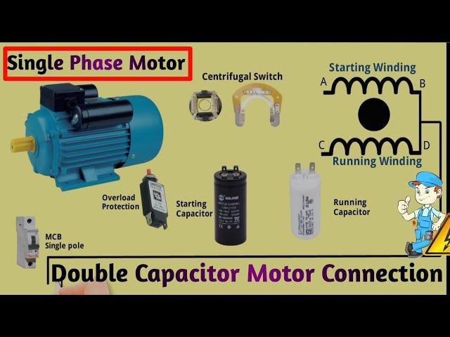 Double Capacitor Motor Connection | Capacitor Start Capacitor Running Motor | single phase motor