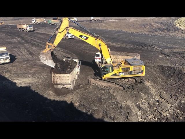 Busy Day at the Mine: Cat 385C Excavators Loading Overburden on Trucks - Sotiriadis/Labrianidis