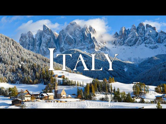 Italy 4K Winter Relaxation Film - Calming Piano Music - Winter Landscape