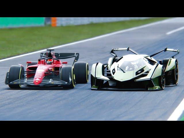 Ferrari F1 2022 F1-75 vs Lamborghini V12 Vision GT at Monza GP