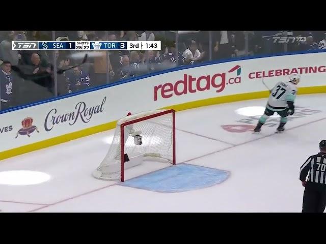 Auston Matthews Bank Shot Empty Net Goal Against Seattle in Toronto's 4-1 Win