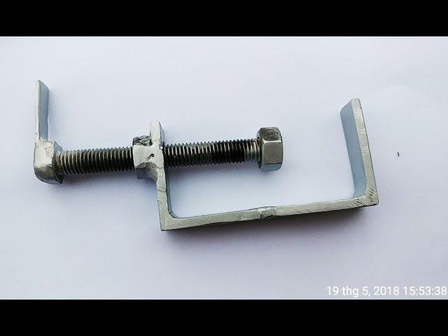 How to make Mini Bar Clamp - DIY toolmaking - Heavy Duty "C" Clamp