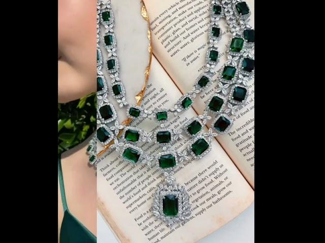 Beautiful Emereld necklace 2023 l Green stone necklace #necklacedesign #viralshorts #subscribe#like