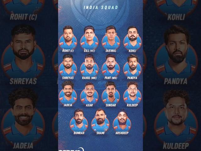 Champions Trophy 2025 India' Squad  #bharat #cricket #championstrophy2025 #viratkohli #rohitsharma