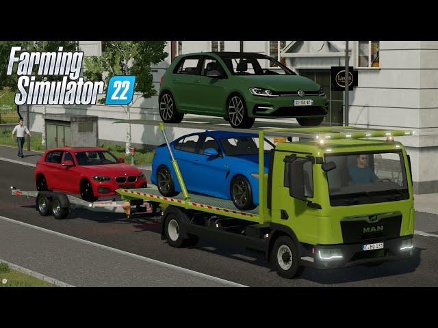 FS22 - TRANSPORTING new cars with MAN TGL TOW TRUCK - Truck Mod for Farming Simulator 2022 ROLEPLAY