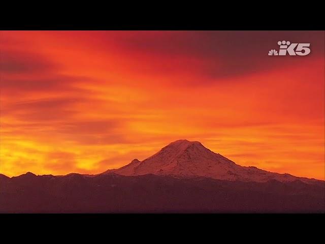 Fire in the sky sunrise over Western Washington