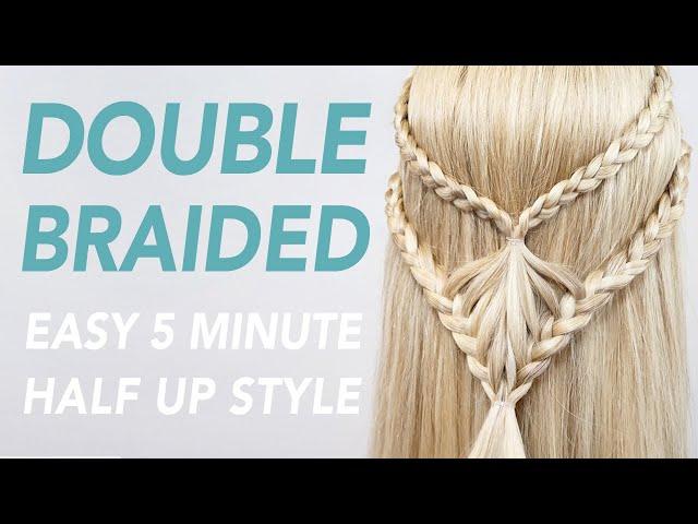 Double Braided Half up Half Down Hairstyle - Simple, Easy & Beautiful | EverydayHairInspiration