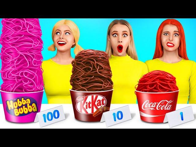 100 Layers Food Challenge | Eating 1 VS 100 Layers of Yummies by Turbo Team