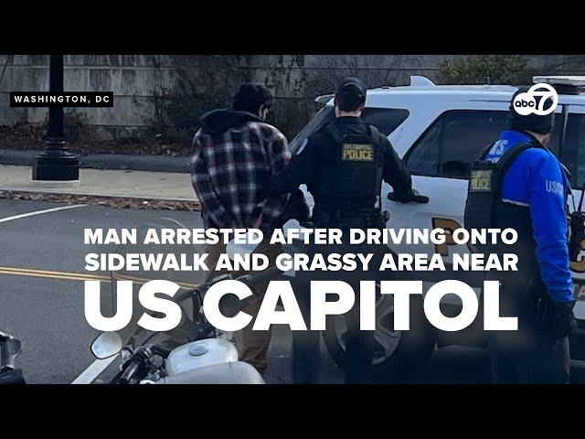 Man arrested after driving car onto sidewalk near the US Capitol