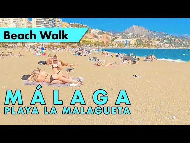 Málaga beach walk - Easter 2023 - Playa la Malagueta, Spain 4K immersive virtual tour