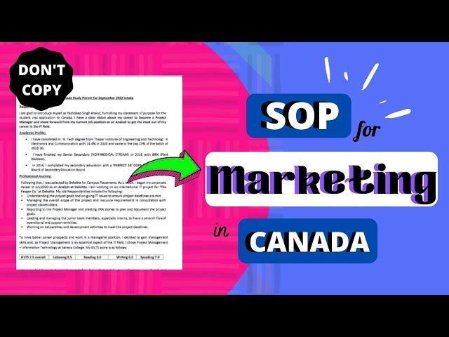 SOP Sample for Marketing | Marketing Management in CANADA