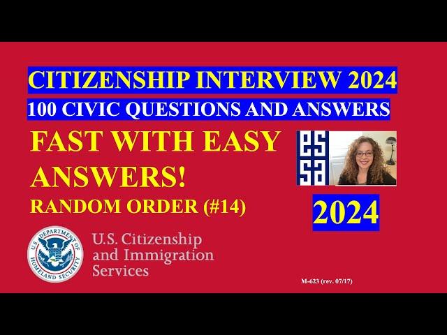 2024 Random 100 Civics Questions and Answers: U.S. Citizenship Interview 2024 | Fast Easy Answer 14