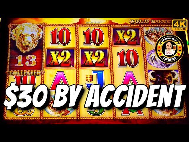 $30 by accident 2 JACKPOTS on Buffalo Gold