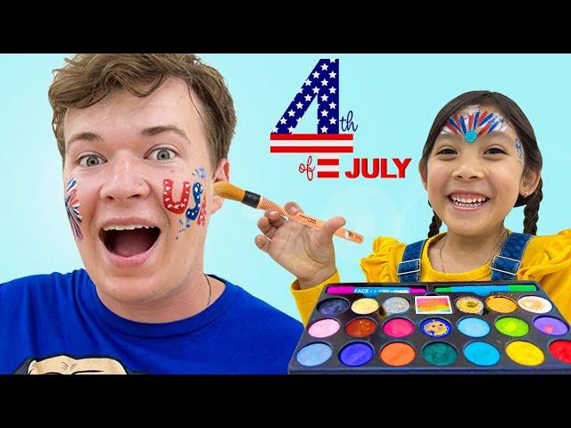 Maddie's 4th of July Face Paint Fun Art Lesson!