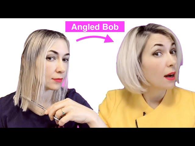 How To Cut Your Own Hair Into Angled Bob | Bob Haircut Step By Step Tutorial Eva Lorman